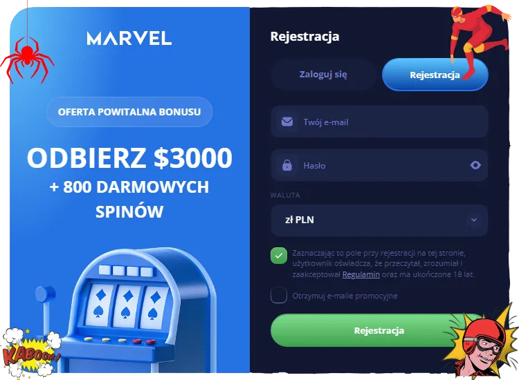 Rejestracja w Marvel Casino